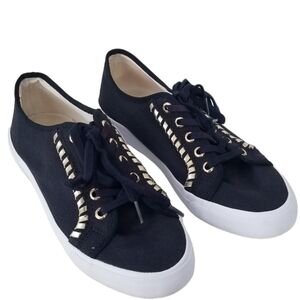Jack Rogers Navy Blue Gold Embellishment Carter Canvas Sneakers Size 6